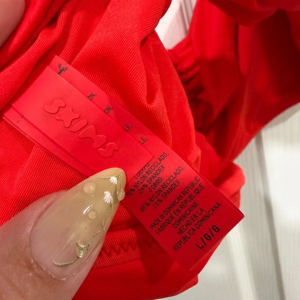 SKIMS Red Cutout Halter Bandeau Swim Top Size Large L/G/G